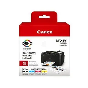 PGI-1500XLKIT Tintenpatronen-Multipack für Canon Maxify MB2350 Drucker, Cyan, Magenta, Gelb, Schwarz, 34 ml + 3 x 12 ml